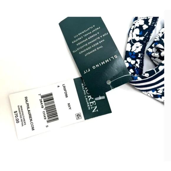 Ralph Lauren High-Waist Belted Bikini Bottom Navy size 4 NWT org. $70 - Picture 4 of 6